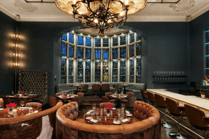 BlueBlood Steakhouse at Casa Loma in Toronto, ON Dining Room Curved Booth DiRoNA Awarded Restaurant