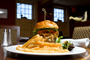 Bedford Village Inn in Bedford, NH Tavern Burger DiRoNA Awarded Restaurant