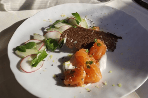 Hyeholde Restaurant in Coraopolis, PA Citrus Cured Salmon Appetizer DiRoNA Awarded Restaurant