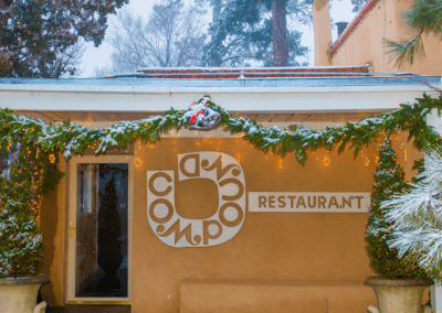 The Compound Restaurant in Santa Fe, NM Entrance DiRoNA Awarded Restaurant