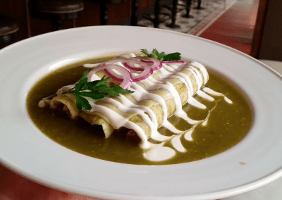 Tr3s 3istro Restaurant & Oyster Bar in Oaxaca, MX Enchiladas verdes DiRoNA Awarded Restaurant