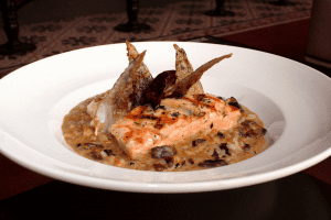 Tr3s 3istro Restaurant & Oyster Bar in Oaxaca, MX Salmon with Risotto DiRoNA Awarded Restaurant