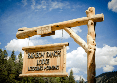 Rainbow Ranch Lodge Restaurant in Big Sky, MT Entrance Sign DiRoNA Awarded Restaurant